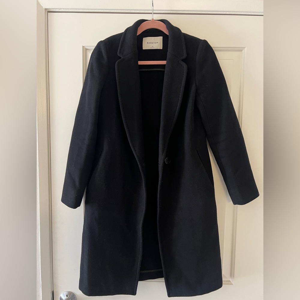 Babaton Black Wool Trench Coat